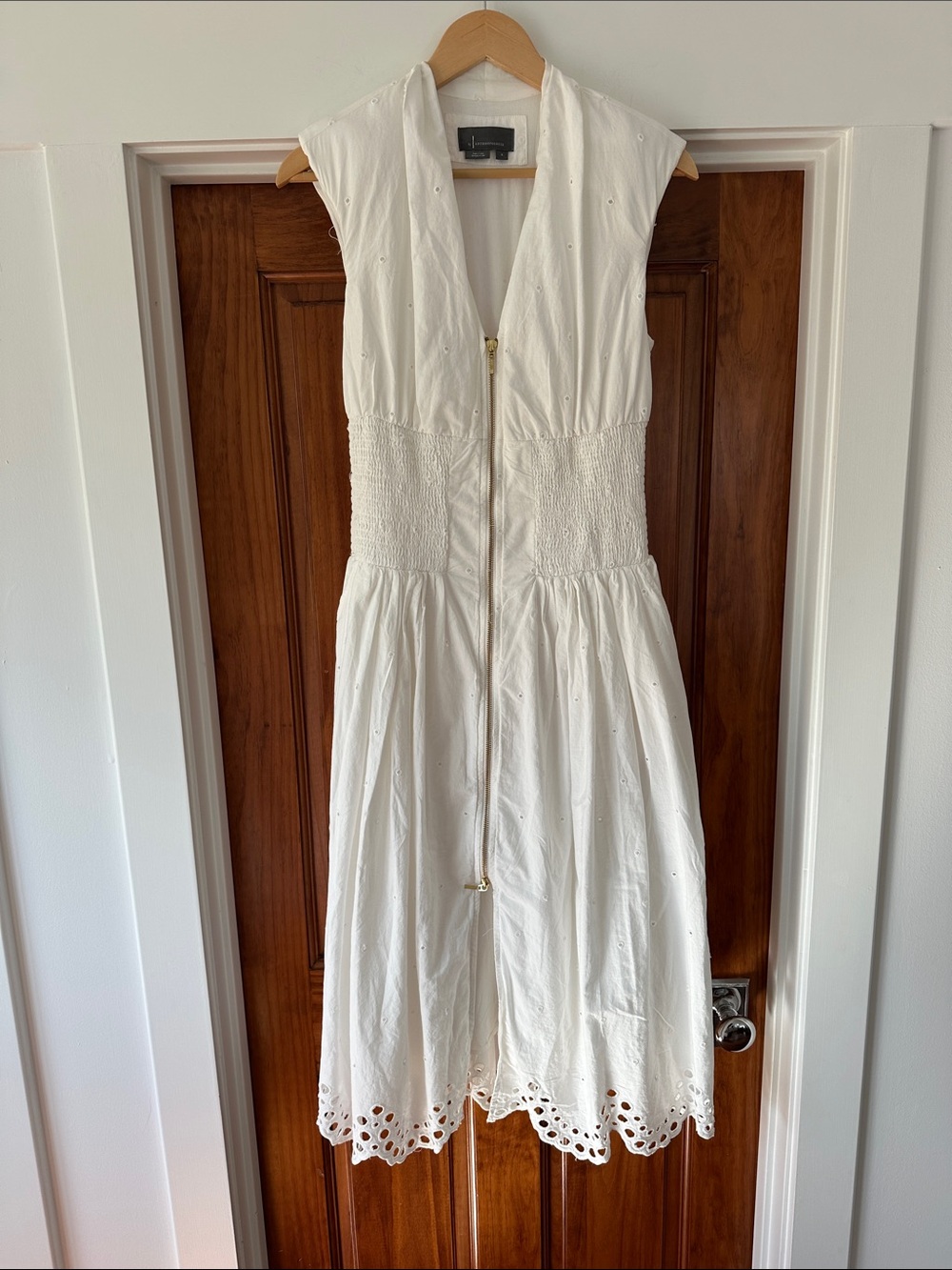 Anthropologie White Eyelet Sleeveless Tobie Dress - NWOT